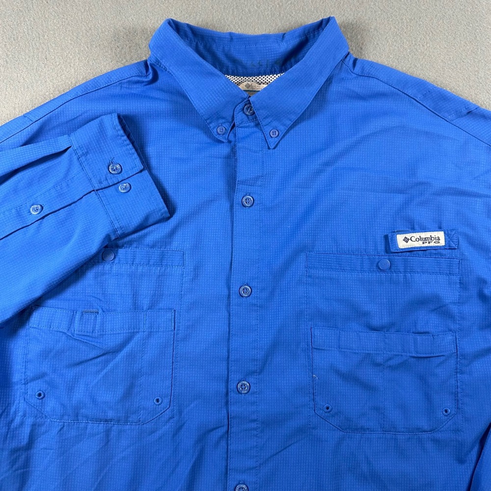 Columbia PFG Tamiami II Fishing Shirt Mens 3X Blue Long Sleeve UPF 40 FS7253